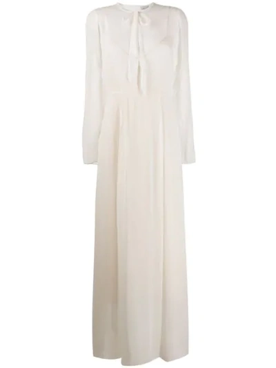 Shop Forte Forte Tie Fastening Long Dress In White