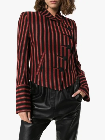Shop Ann Demeulemeester Striped Asymmetric Blazer In Black