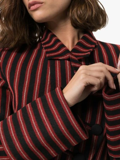 Shop Ann Demeulemeester Striped Asymmetric Blazer In Black