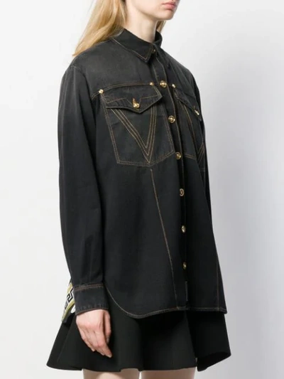 Shop Versace V Stitch Shirt In Black