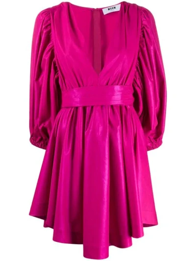 Shop Msgm Tied Mini Dress In Pink