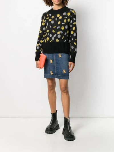 Shop Moschino Coin Print Cropped Jumper In Black