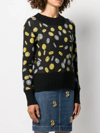 Shop Moschino Coin Print Cropped Jumper In Black