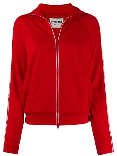 Shop Iceberg Logo Zipped Sweatshirt In Red