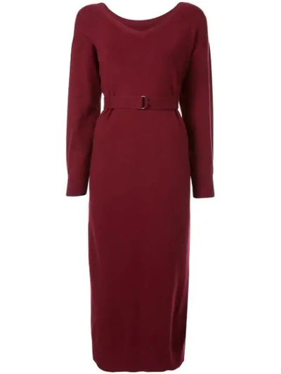 Shop Loveless Belted Midi Dress In Red