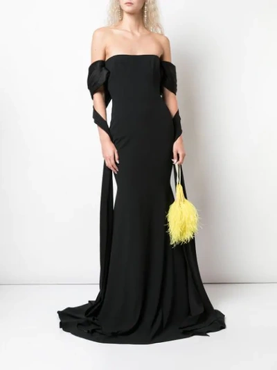 Shop Alex Perry Off The Shoulder Evening Gown In Black