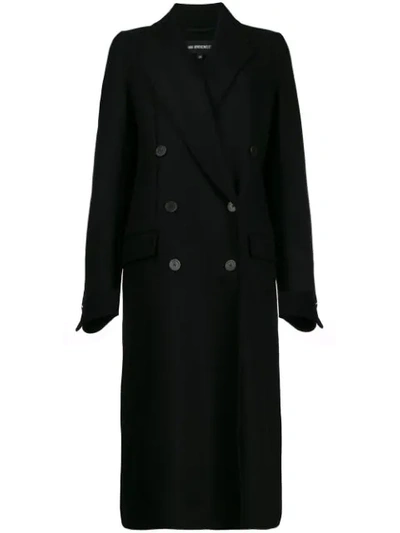 Shop Ann Demeulemeester Doppelreihiger Mantel In Black