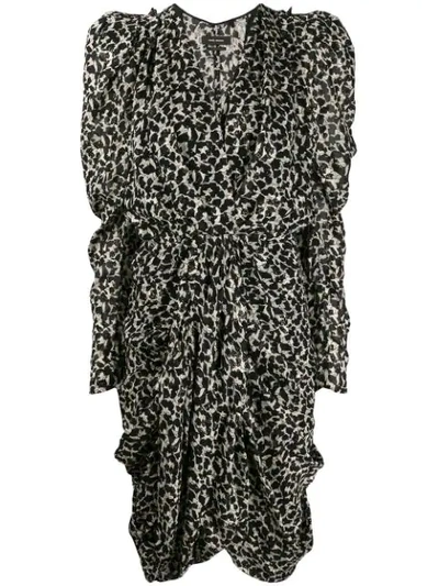 Shop Isabel Marant Issolya Leopard-print Ruched Dress In White