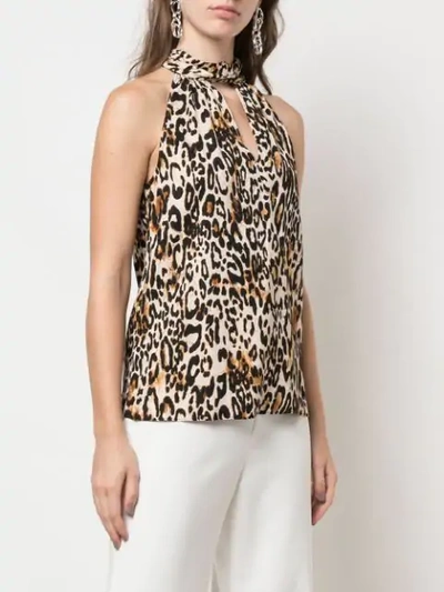 Shop Milly Leopard Print Top In Black