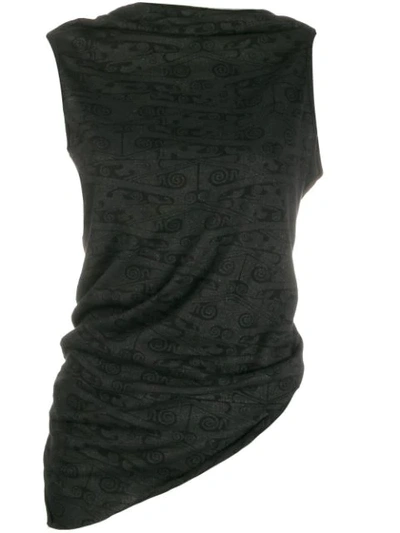 Shop Rick Owens Sleeveless Draped Vest Top In Black