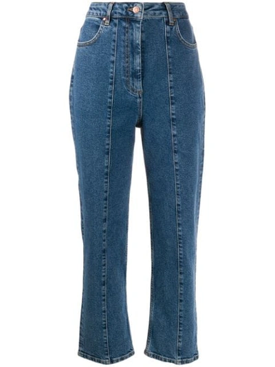 Shop Aalto Stitched Panel Tapered Jeans In Blue