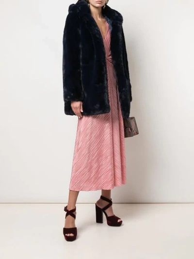Shop Apparis Marie Hooded Faux-fur Coat In Blue