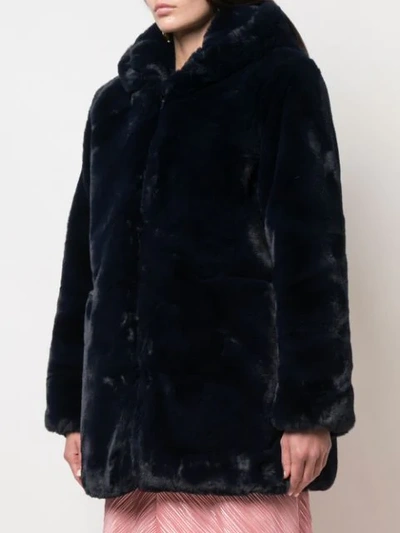 Shop Apparis Marie Hooded Faux-fur Coat In Blue