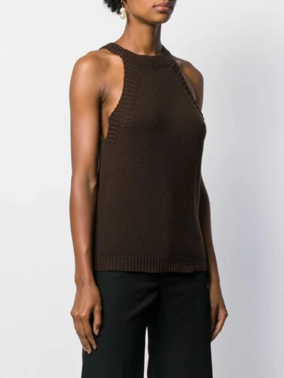 Shop Jejia Ribbed-knit Tank Top In Brown
