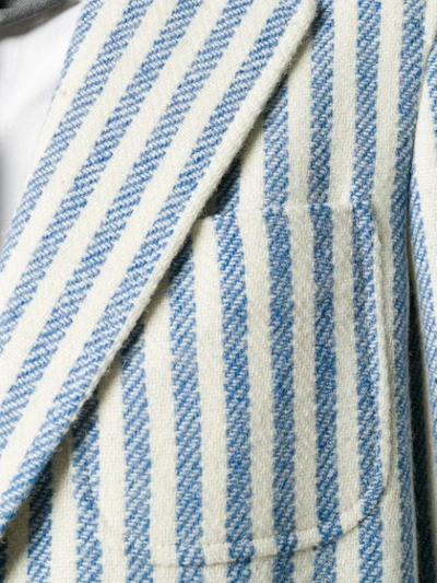 Shop Thom Browne University Stripe Tweed Sack Overcoat In Blue
