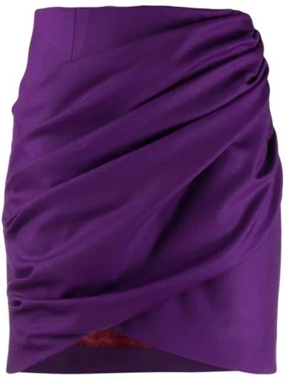 Shop Sara Battaglia Draped Mini Skirt In 640 Purple