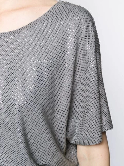 Shop Alexandre Vauthier Rhinestone Embellished T-shirt In Grey