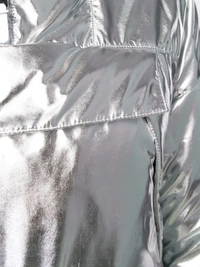 Shop Napapijri Metallic Ruched Hoodie In Silver