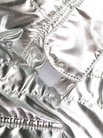 Shop Napapijri Metallic Ruched Hoodie In Silver