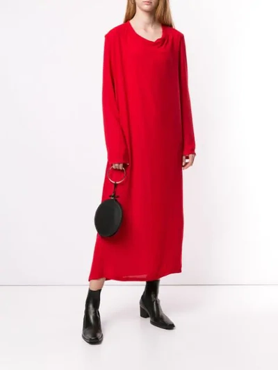 Shop Ann Demeulemeester Long Sleeves Maxi Dress In Red