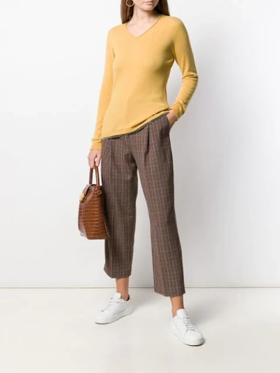 Shop Fabiana Filippi V-neck Knit Sweater In Yellow