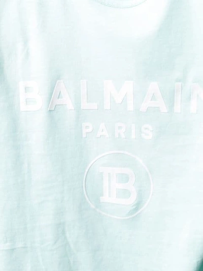 Shop Balmain Logo Print Tank Top In Blue