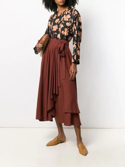 Shop Alysi Asymmetric Wrap Midi Skirt In A9061 Ruggine 