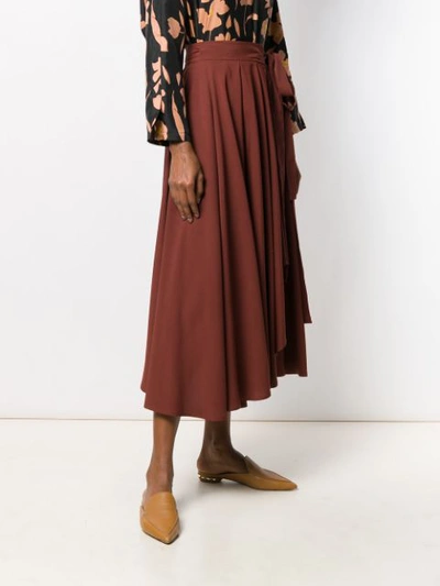 Shop Alysi Asymmetric Wrap Midi Skirt In A9061 Ruggine 