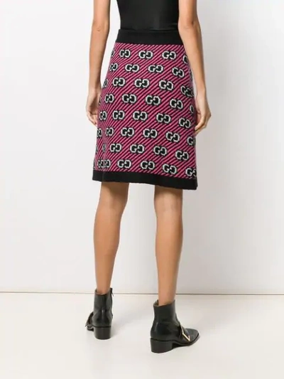 Shop Gucci Gg Stripe Wool Jacquard Skirt In Pink