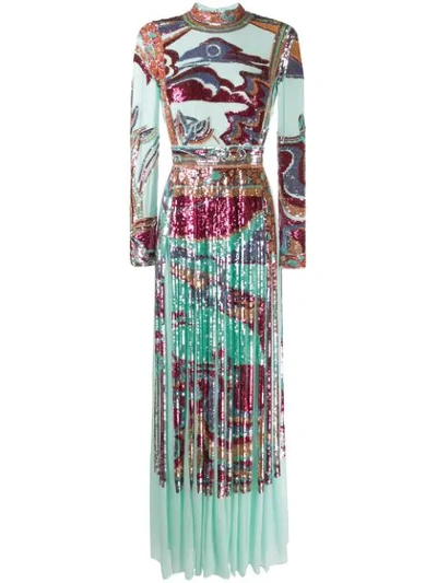 Shop Emilio Pucci Sequinned Evening Gown In Blue