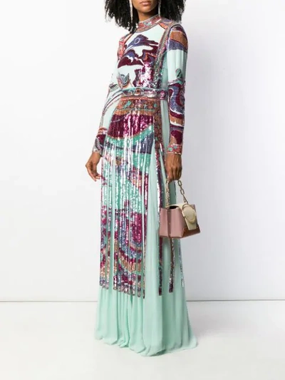Pucci Sequinned Evening Gown In Blue