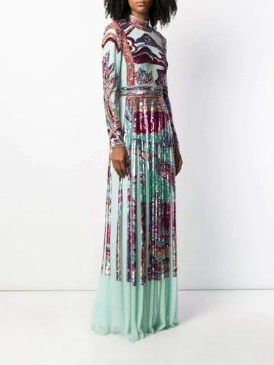 Pucci Sequinned Evening Gown In Blue