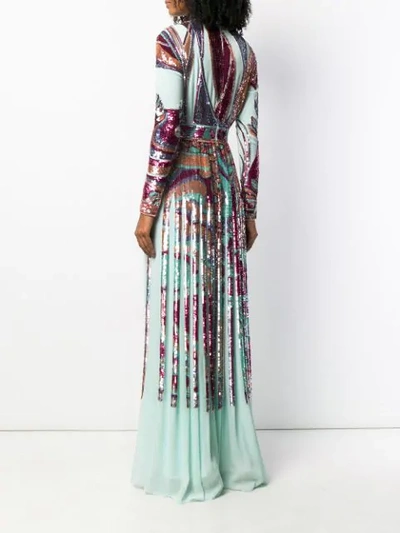 Pucci Sequinned Evening Gown In Blue