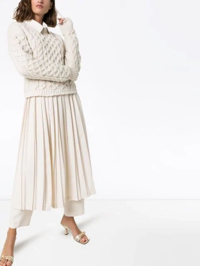 Shop Joseph Cable Mix Knit Jumper In White