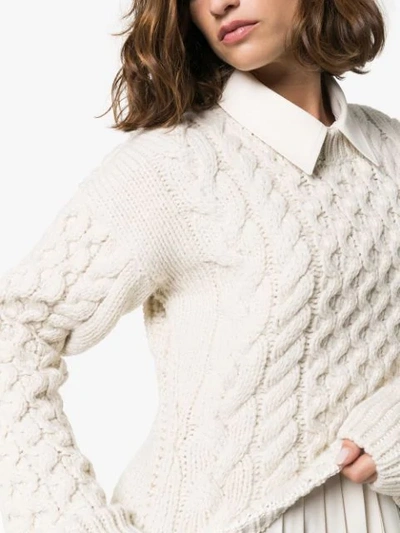 Shop Joseph Cable Mix Knit Jumper In White