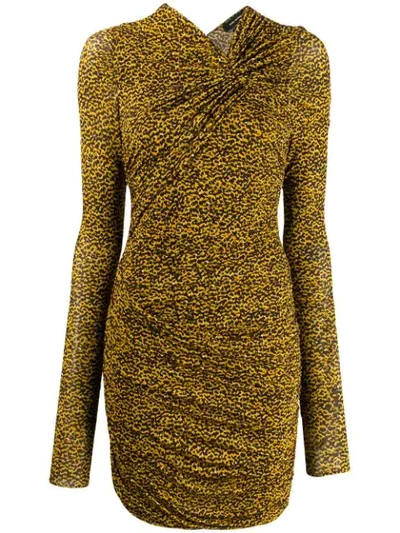 Shop Isabel Marant Jobia Ruched Printed Dress In Brown