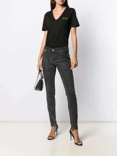 Shop Versace Jeans Couture Logo V-neck T-shirt In Black