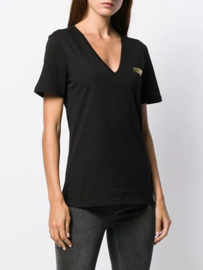 Shop Versace Jeans Couture Logo V-neck T-shirt In Black