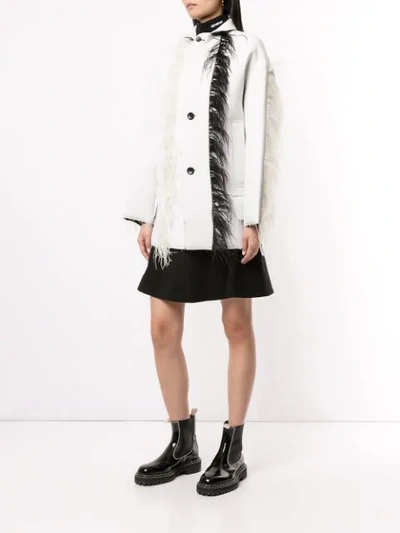 Shop Toga Feather Trim Jacket In White