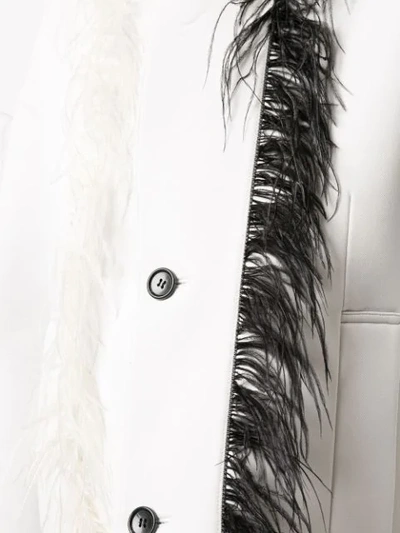Shop Toga Feather Trim Jacket In White