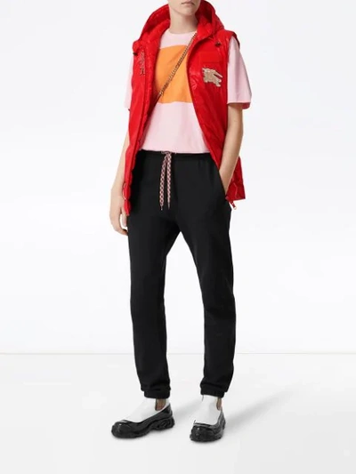 Shop Burberry High-shine Logo Patch Gilet In Red