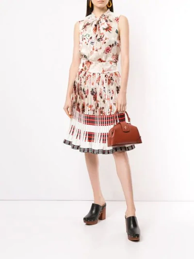 Shop Tory Burch Floral-print Pleated Skirt In White