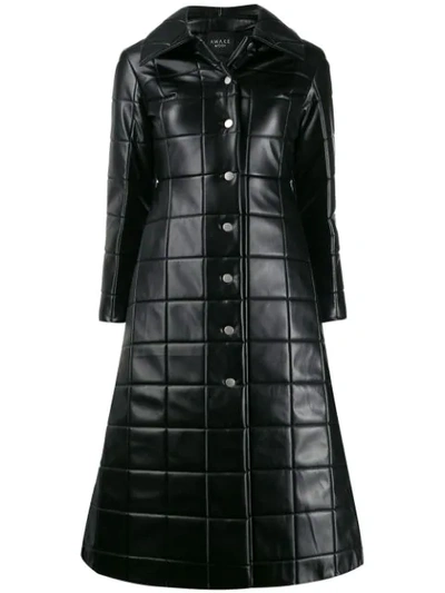 Shop A.w.a.k.e. Quilted Checked Coat In Black