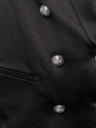Shop Balmain Satin Belted Blazer In Black