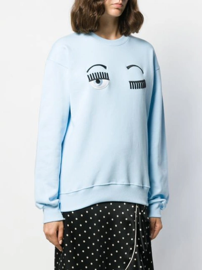 CHIARA FERRAGNI WINKING EYE SWEATSHIRT - 蓝色