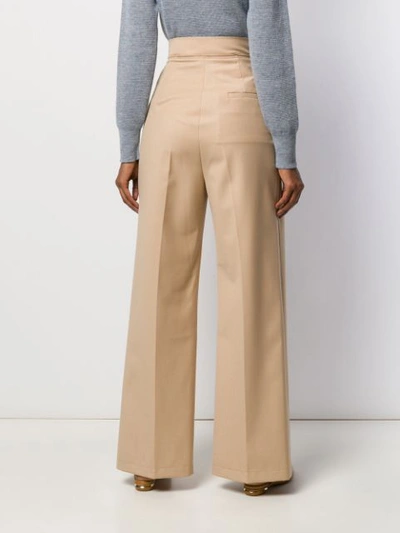 Shop Alysi High-waisted Wide Leg Trousers In Neutrals