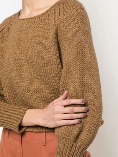 Shop Apiece Apart Cropped Knit Jumper In Dusty Camel