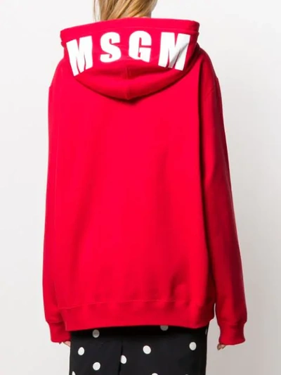 Shop Msgm Classic Knit Hoodie In Red