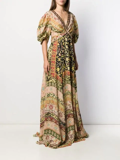 Shop Etro Mixed-print Silk Maxi Dress In Neutrals