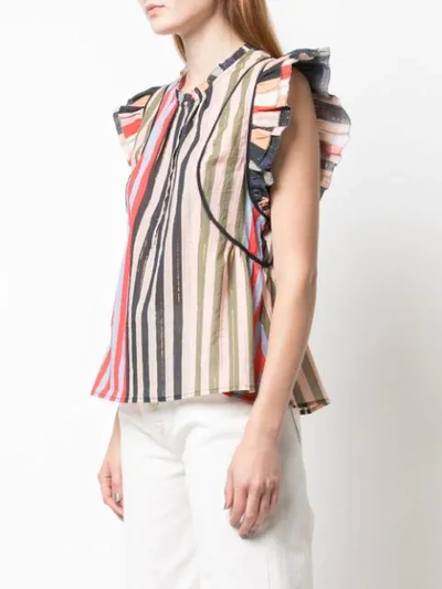 Shop Apiece Apart Sleeveless Ruffled Blouse In Multicolour